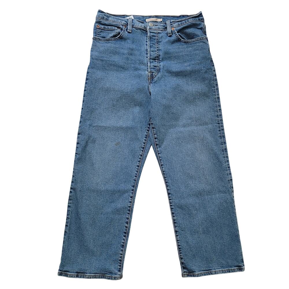 Levi’s Womens Size 31 Ribcage Straight Jeans Medium Wash Button Fly Classic‎